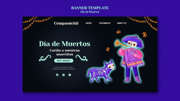 PSD gratuito diseño de plantilla de día de muertos.