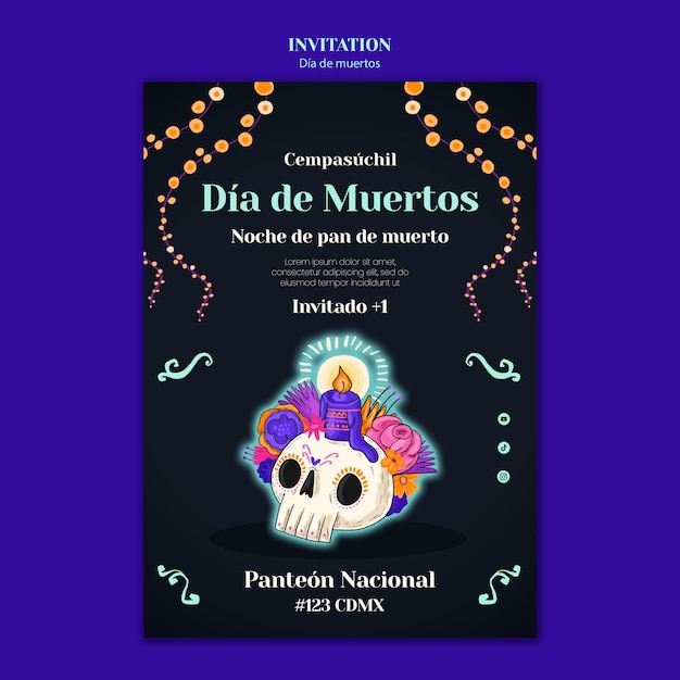 PSD gratuito diseño de plantilla de día de muertos.