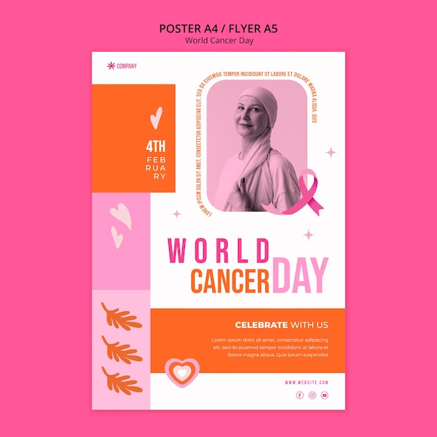 PSD gratuito diseño de plantilla para el día mundial del cáncer