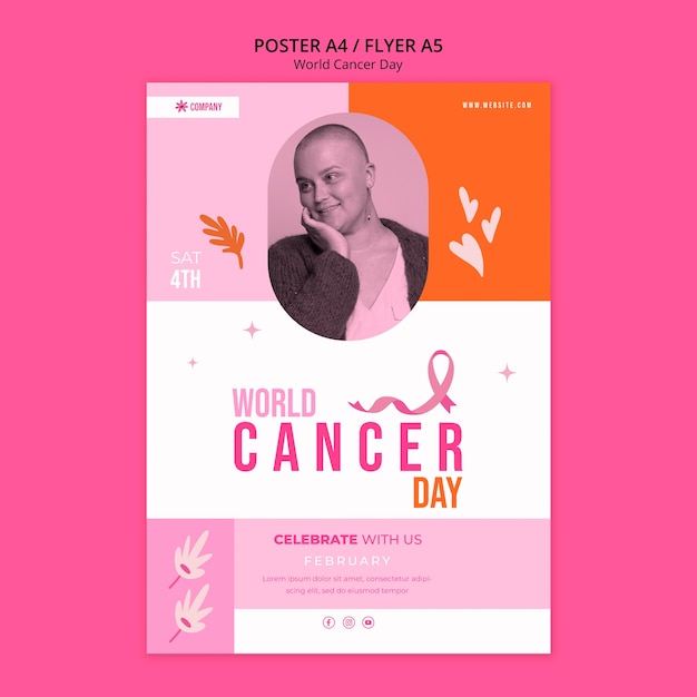 PSD gratuito diseño de plantilla para el día mundial del cáncer