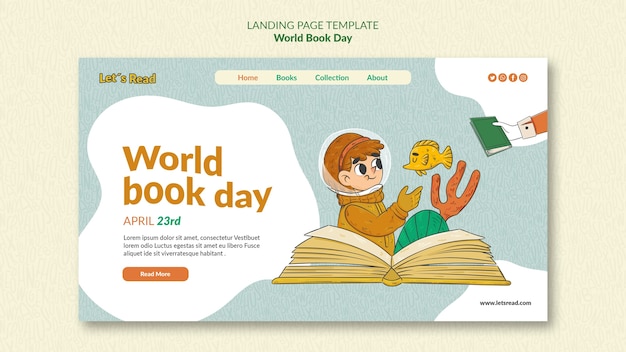 Diseño de plantilla del día mundial del libro
