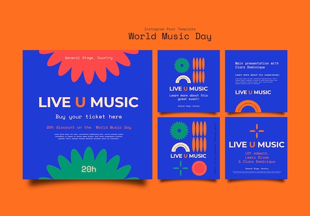 PSD gratuito diseño de plantilla del día mundial de la música