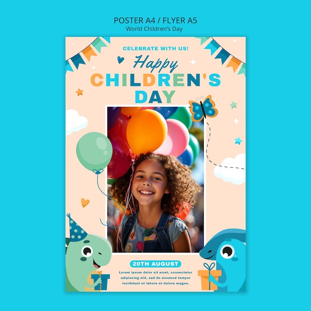 PSD gratuito diseño de plantilla del día mundial del niño.