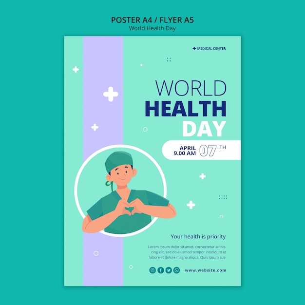 PSD gratuito diseño de plantilla del día mundial de la salud