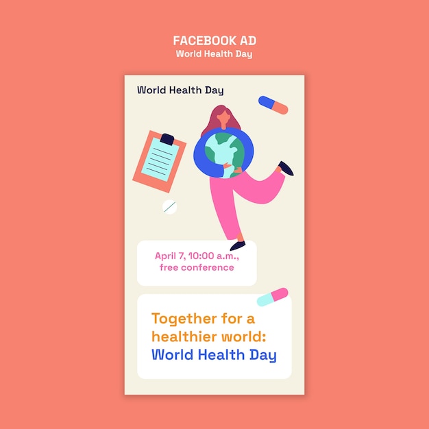 PSD gratuito diseño de la plantilla del día mundial de la salud