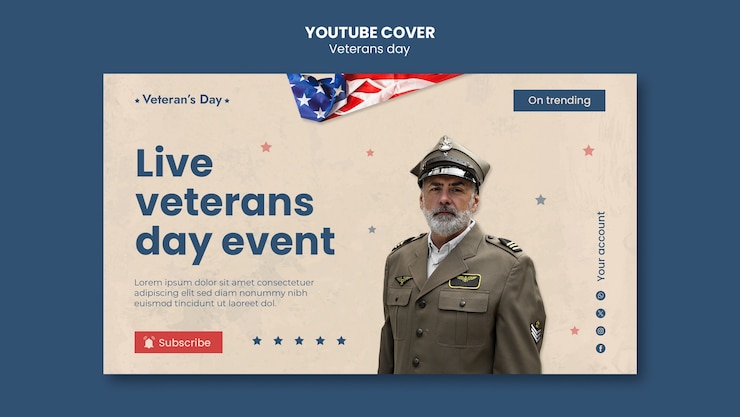 PSD gratuito diseño de plantilla del día de los veteranos.