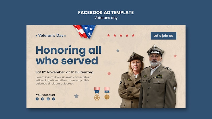 PSD gratuito diseño de plantilla del día de los veteranos.