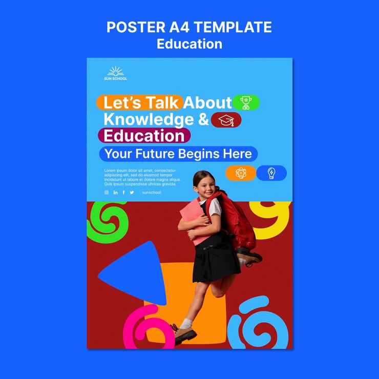 PSD gratuito diseño de plantilla de educación
