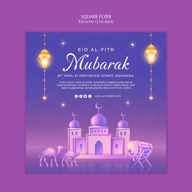 PSD gratuito diseño de plantilla de eid al-fitr degradado