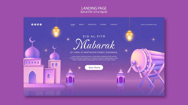 Diseño de plantilla de eid al-fitr degradado