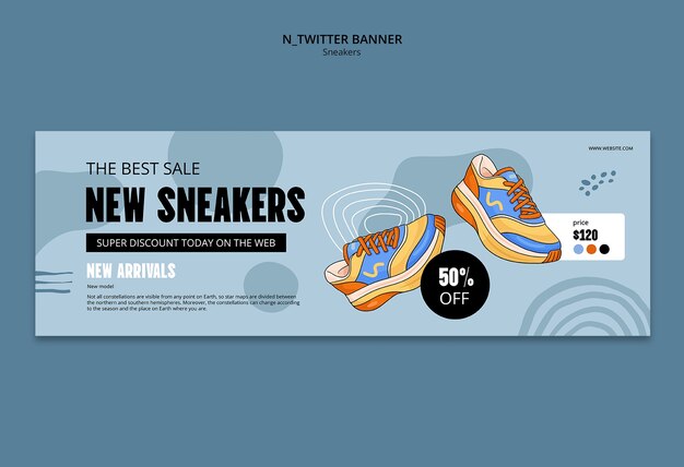 Diseño de plantilla de encabezado de twitter de zapatillas
