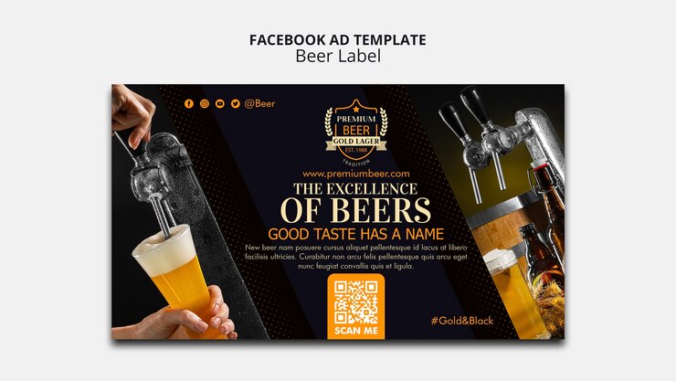 PSD gratuito diseño de plantilla de etiqueta de cerveza