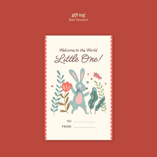 Diseño de plantilla de etiqueta de regalo para la ducha de bebé