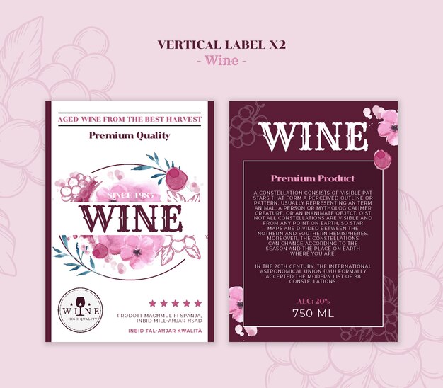 Diseño de la plantilla de la etiqueta del vino