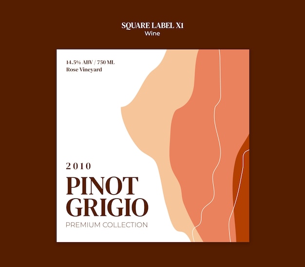 Diseño de la plantilla de la etiqueta del vino