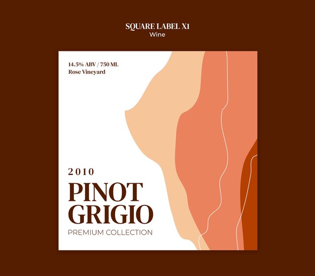 Diseño de la plantilla de la etiqueta del vino