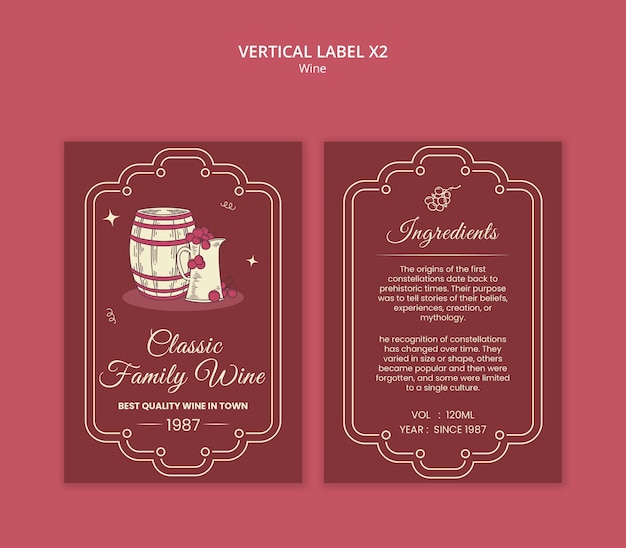 Diseño de la plantilla de la etiqueta del vino