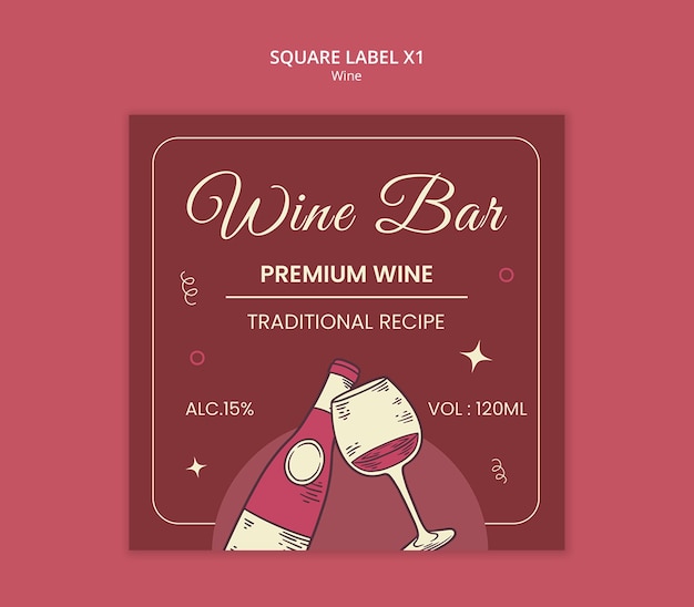 Diseño de la plantilla de la etiqueta del vino