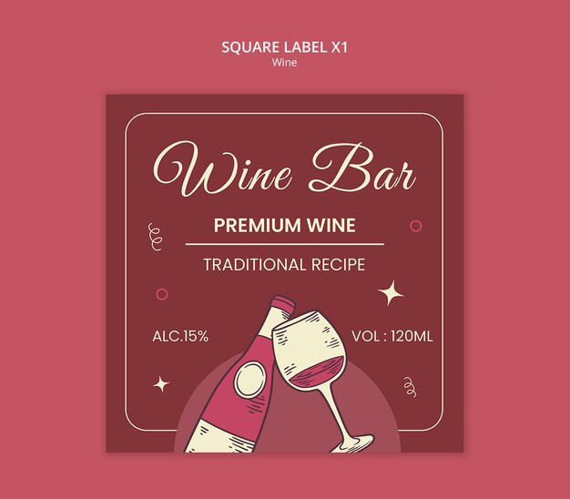 Diseño de la plantilla de la etiqueta del vino