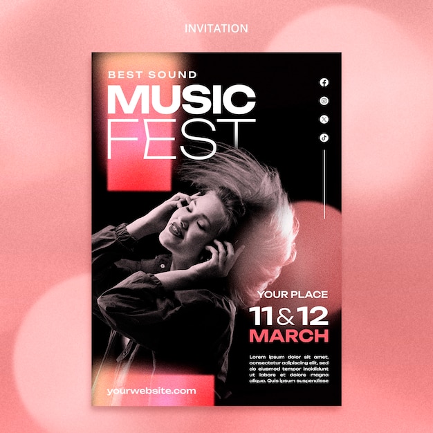 PSD gratuito diseño de plantilla de evento musical.