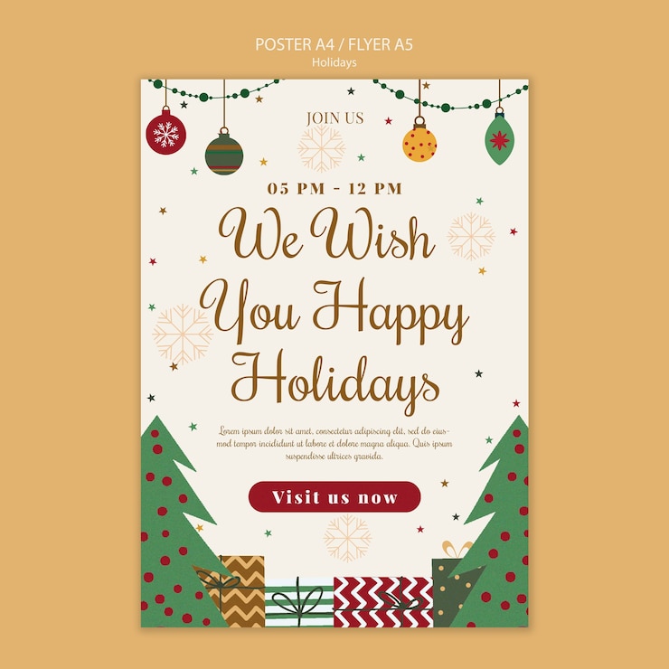 PSD gratuito diseño de plantilla de felices fiestas.
