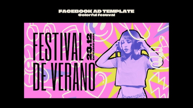 Diseño de plantilla de festival colorido