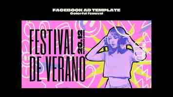 PSD gratuito diseño de plantilla de festival colorido