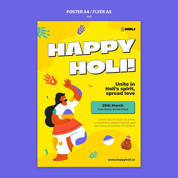 Diseño de plantilla del festival holi