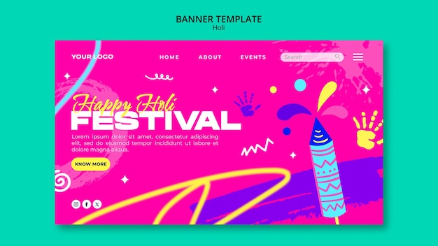 PSD gratuito diseño de plantilla del festival holi