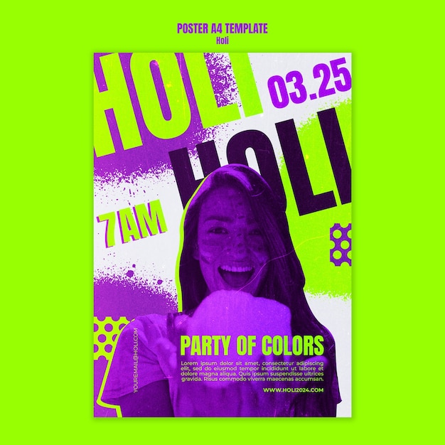 PSD gratuito diseño de plantilla del festival holi