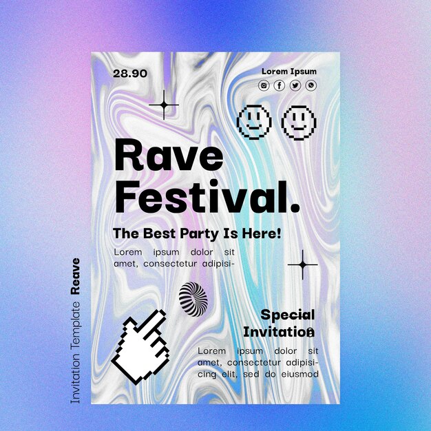 Diseño de plantilla de festival rave