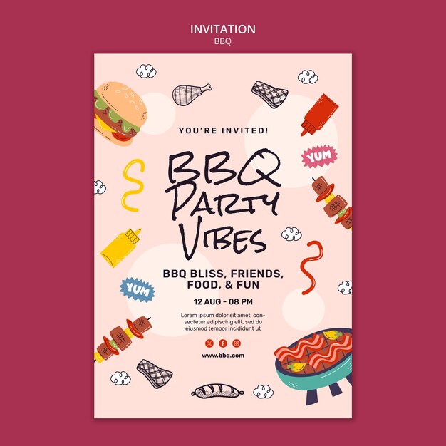 Diseño de plantilla de fiesta de barbacoa