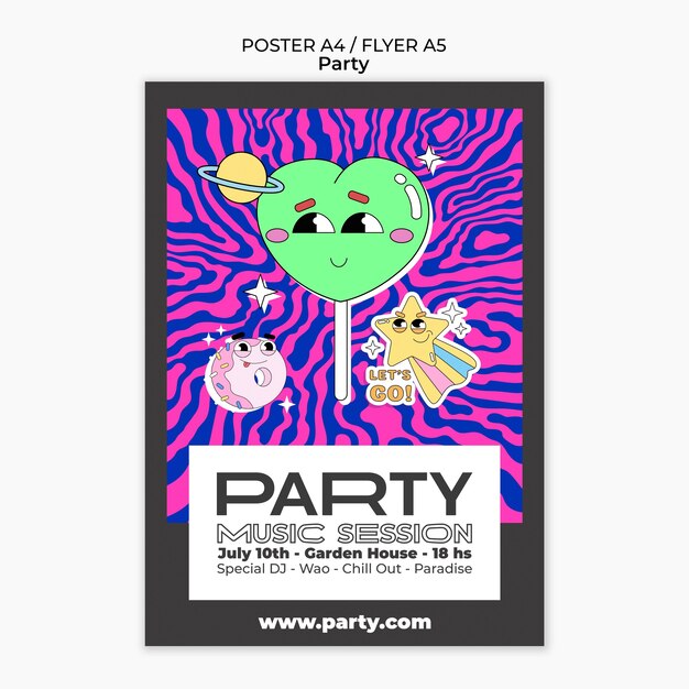 Diseño de plantilla de fiesta de diseño plano