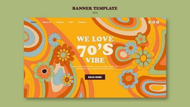 diseño de plantilla de fiesta estilo años 70