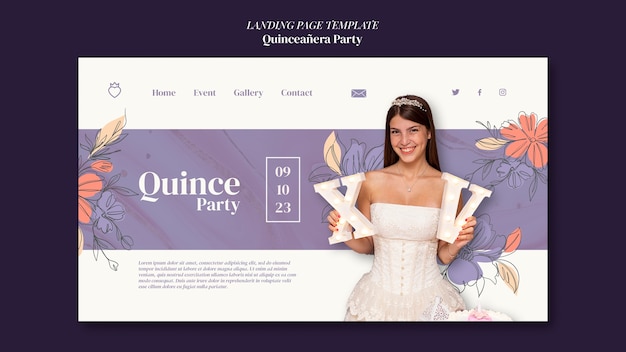 PSD gratuito diseño de plantilla de fiesta de quinceañera