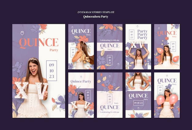 PSD gratuito diseño de plantilla de fiesta de quinceañera