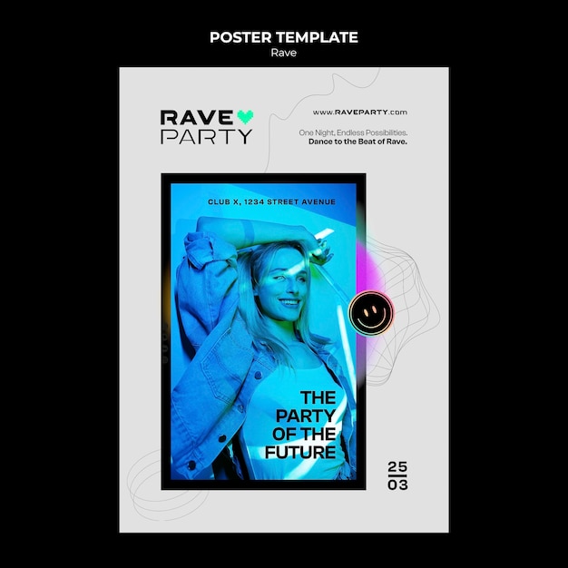 PSD gratuito diseño de plantilla de fiesta rave