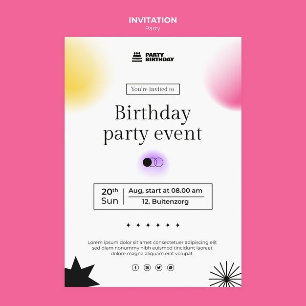 Diseño de plantilla de fiesta rosa