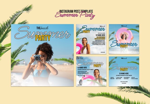 PSD gratuito diseño de plantilla de fiesta de verano realista