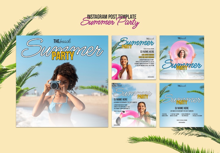 PSD gratuito diseño de plantilla de fiesta de verano realista