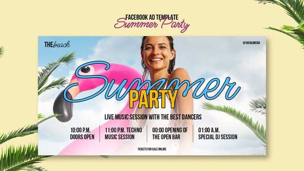 Diseño de plantilla de fiesta de verano realista