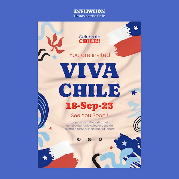 PSD gratuito diseño de plantilla de fiestas patrias chile