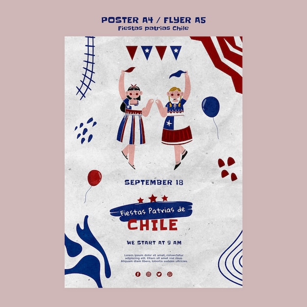 PSD gratuito diseño de plantilla de fiestas patrias chile