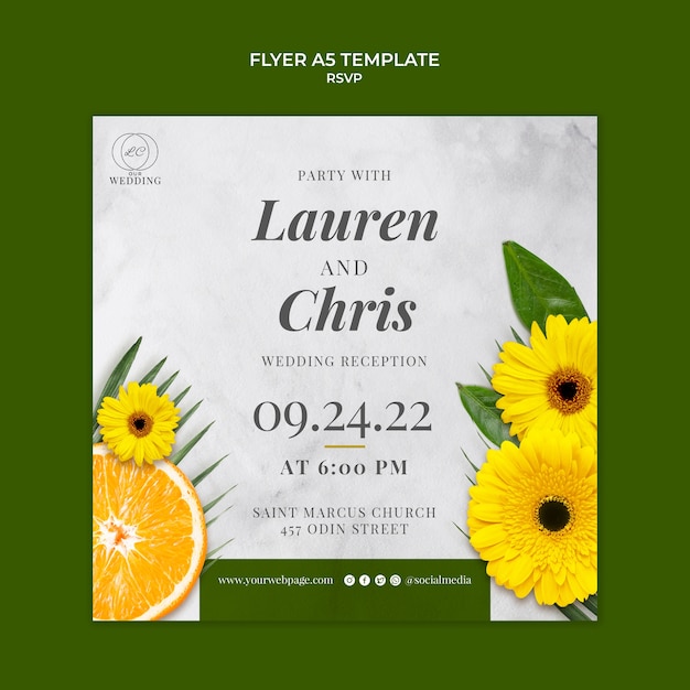 PSD gratuito diseño de plantilla floral rsvp