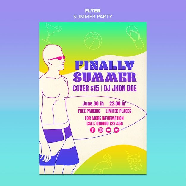 Diseño de plantilla de flyer de fiesta de verano