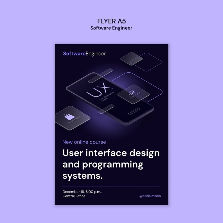 Diseño de plantilla de flyer para ingeniero de software