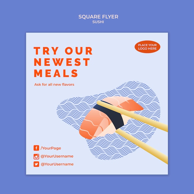 PSD gratuito diseño de plantilla de flyer de sushi
