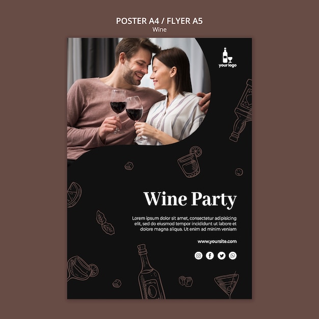 Diseño de plantilla de flyer de vino