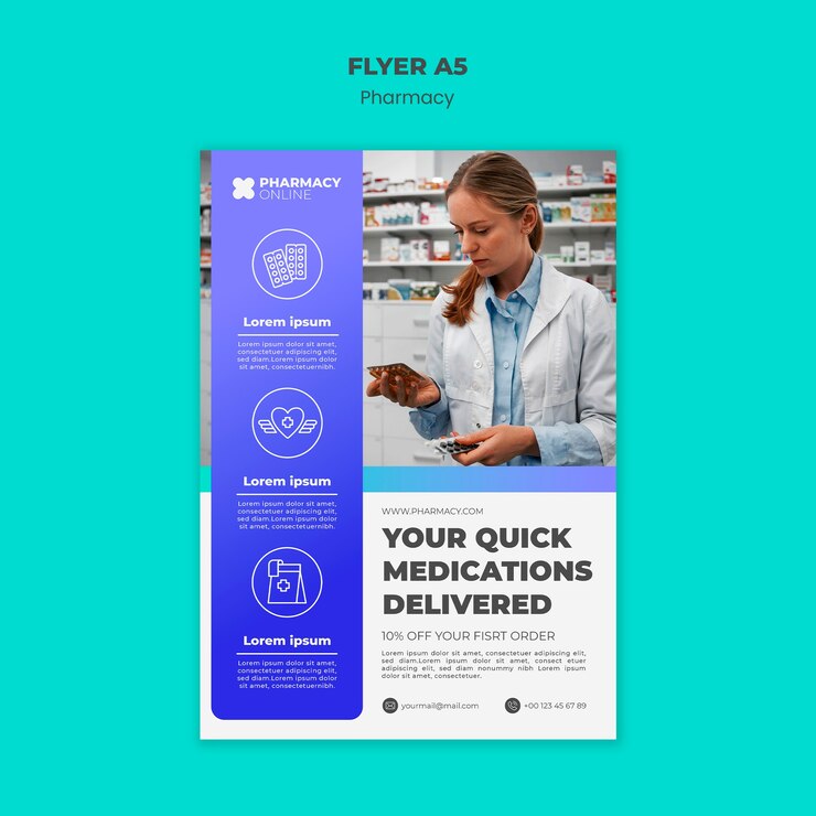 PSD gratuito diseño de plantilla de folleto de farmacia