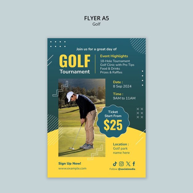Diseño de plantilla de folleto de golf